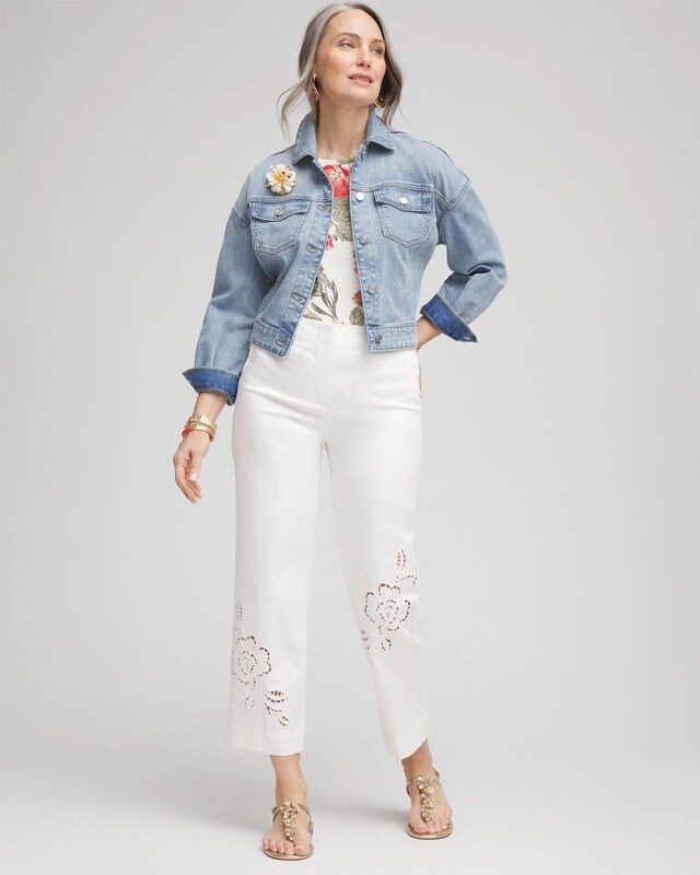 Sateen Cutout Cropped Pants - image 2